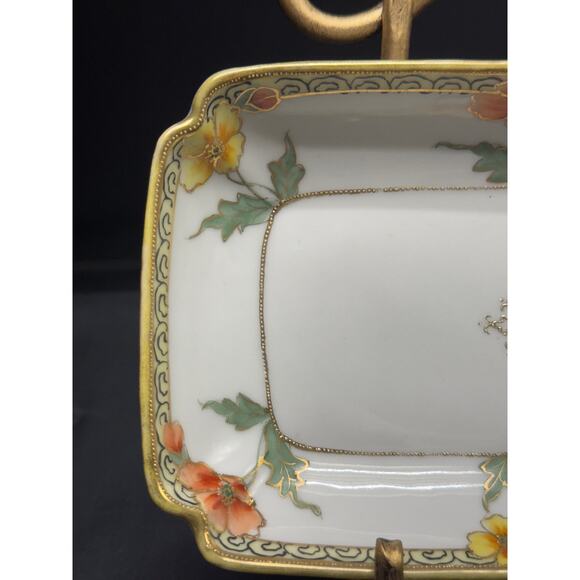 Vintage Nippon Hand-Painted Trinket Dish – 7.5" W x 4.5" H - Picture 4 of 10